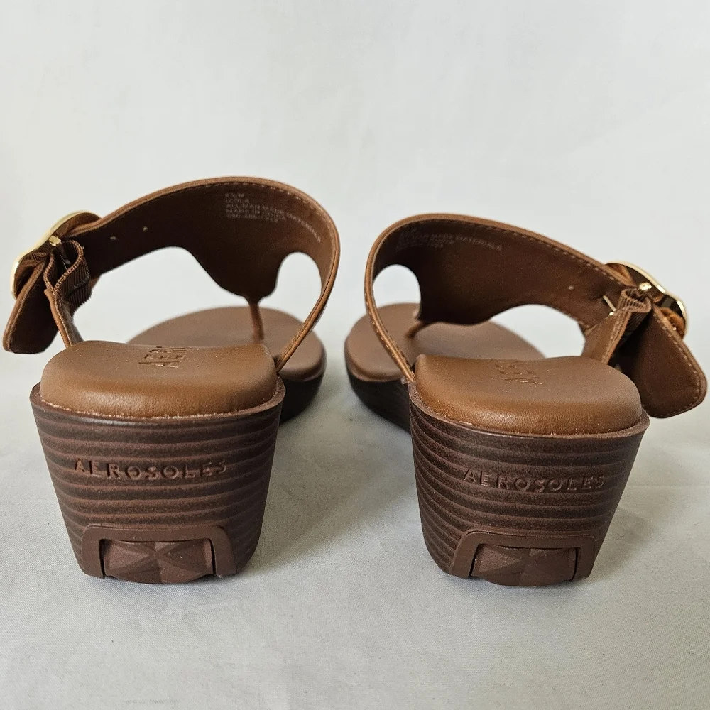SOLD!! Aerosoles Izola Thong Sandles Tan Wedge Heel Size 8.5 NWOT - Picture 13 of 13